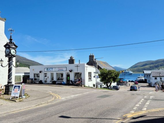 Ullapool Village Centre The centre of Ullapool looking down towards the water front and the pier.