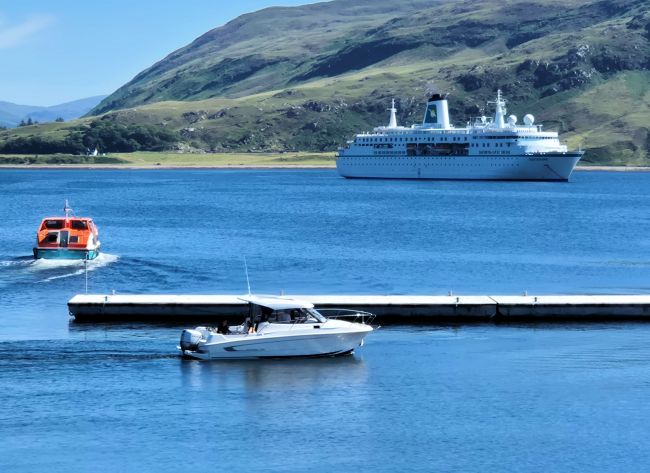 Cruise Ship at Ullapool One of the several cruise ships which put in to Ullapool during cruises around the coast of Scotland.
