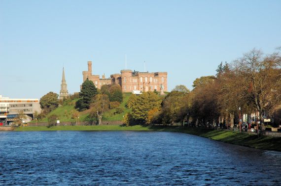 Inverness Castle and the Eden Court Theatre both have imposing positions overlooking the River Ness in the centre of the City of Inverness.